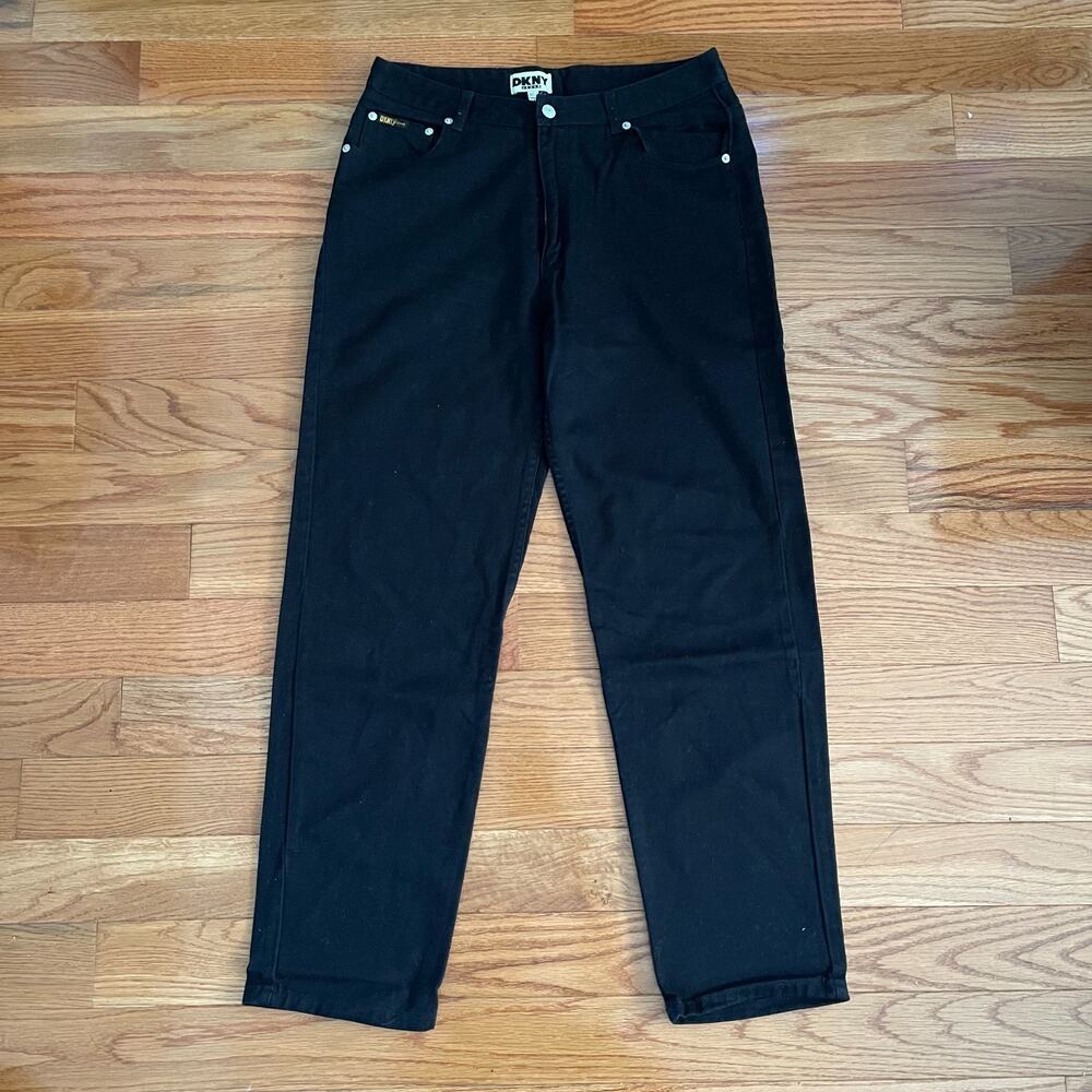 DKNY Jeans Straight Leg Womens 14 Black Minimalist Classic Denim Casual